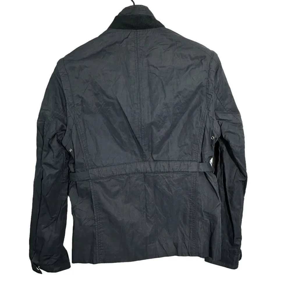 PAUL LA FONTAINE‎ Mens Navy Blue Full Zip Jacket Lined Pockets Buckles Medium
